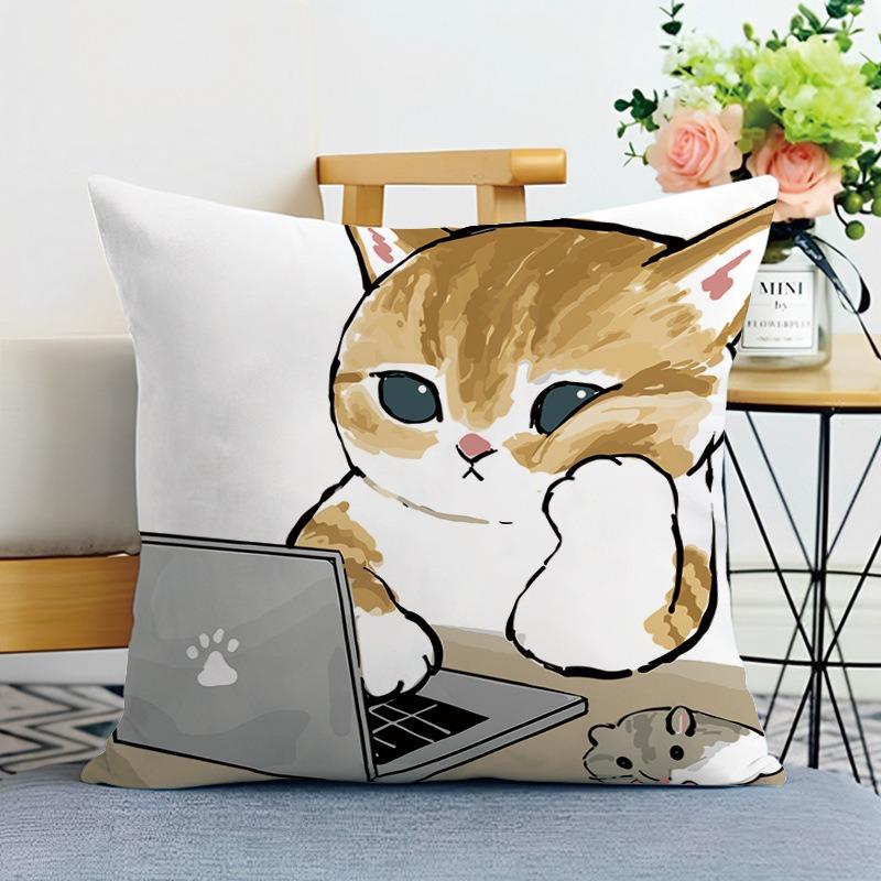 Cartoon Katze Druck Dekorative Kissenhülle Schlafzimmer Wohnzimmer Quadratische Kissenhülle