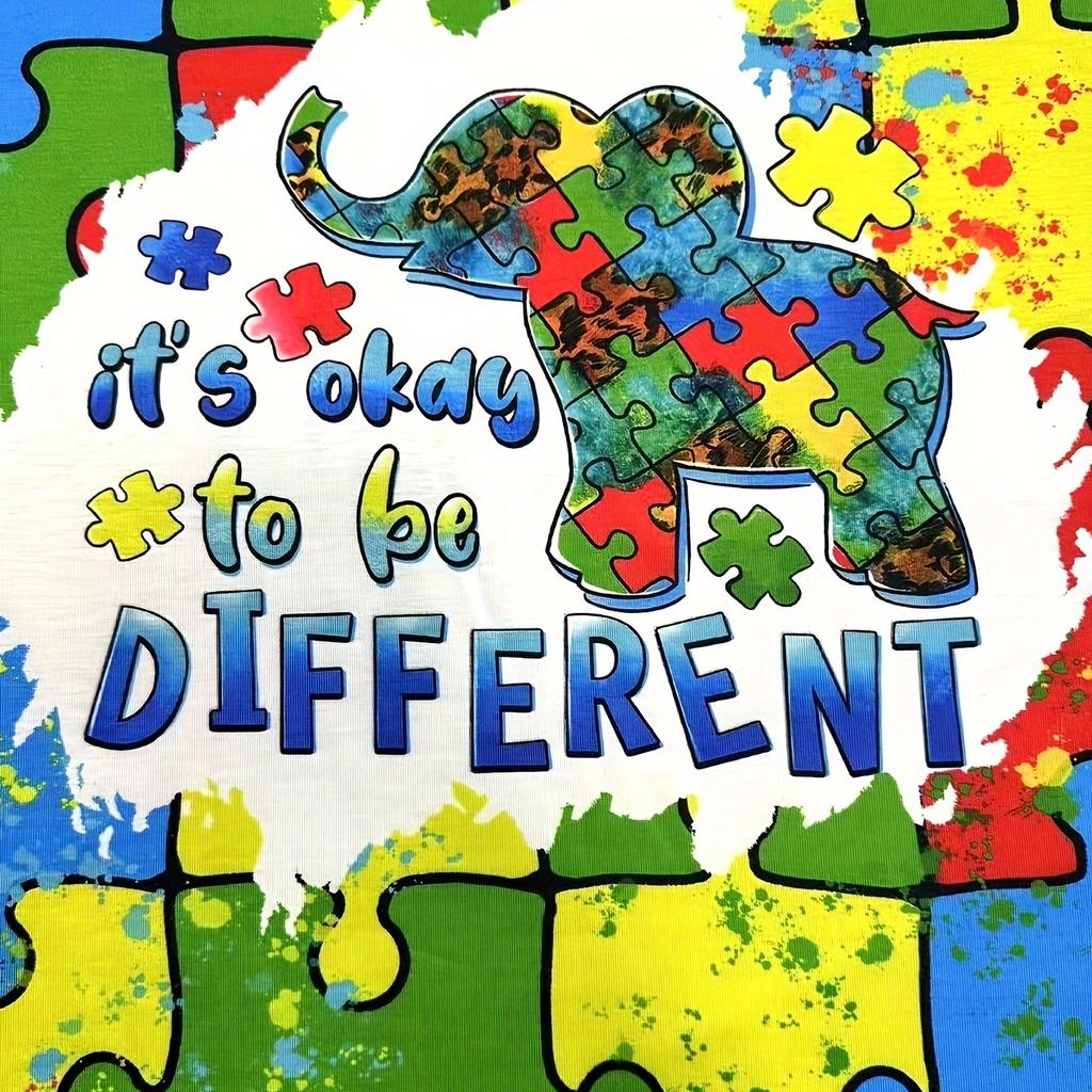 Elephant Pattern Muti Color T-shirt, Casual V-neck Short Sleeve Top, Women's Clothing