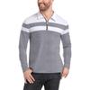 Men's Casual 1/4 Zipper Long Sleeve Polo Shirts Men Fashion Patchwork Stretch Cotton Shirt Slim Autumn Spring Work Outdoor Collared T Shirt EURO Size