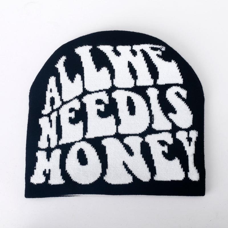 New Men's and Women's Y2K Wool Pullover Hat Jacquard Letter Personality Fashion Hip Hop Knitted Hat Hat