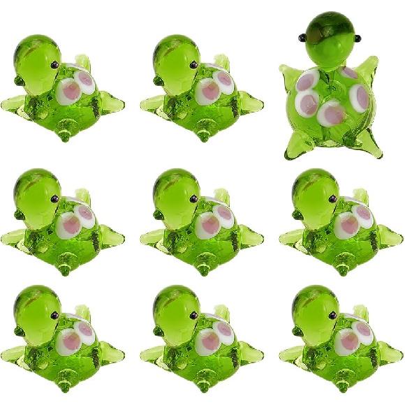 PH PandaHall Glass Tortoise Beads 10pcs Turtle Lampwork Glass Beads Charms Spacer Green Turtle Beads Handmade Cartoon Tortoise Animals Glass Spacer