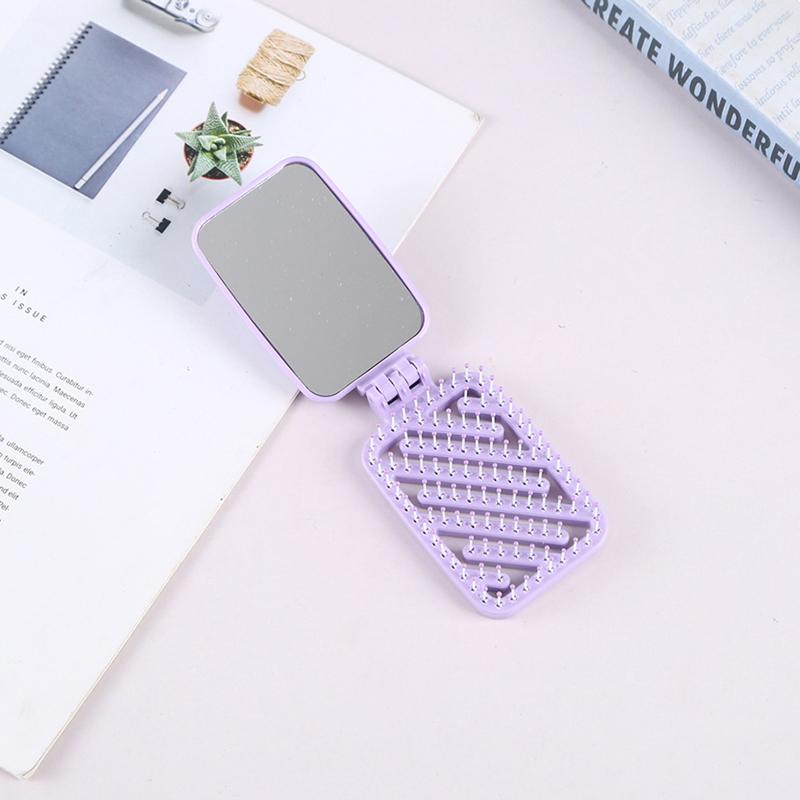 Mini kapesní zrcátko skládací hřeben dívka žena přenosné čtvercové kapesní malé cestovní masážní kartáč na vlasy se zrcátkem stylingový doplněk