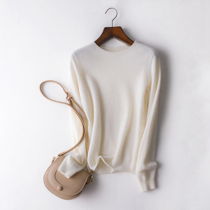 Women's 100% Pure Cashmere Round Neck Sweater, Knitted Seamless Long Sleeve - Autumn/Winter Collection.