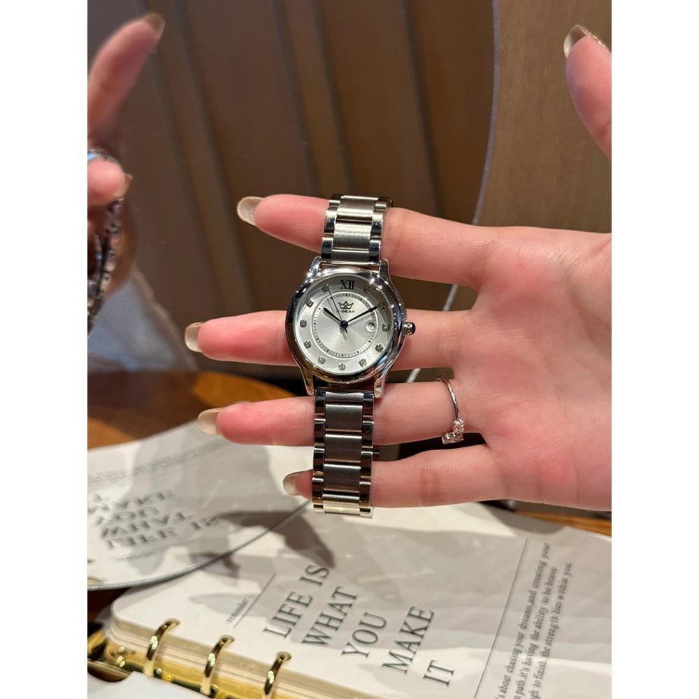Women Watch Ladies Quartz Roman Numerals Day Date Calendar Watches Sapphire Glass Solid Steel Strap Women Wristwatch
