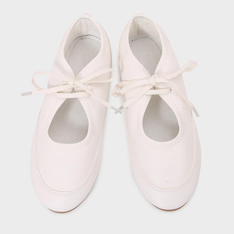 Fashion Soft Leather Casual Women Ballet Flats Lace Up Fashion Design White Black Female Mary Jane Shoes New 2025 Autumn Footwear