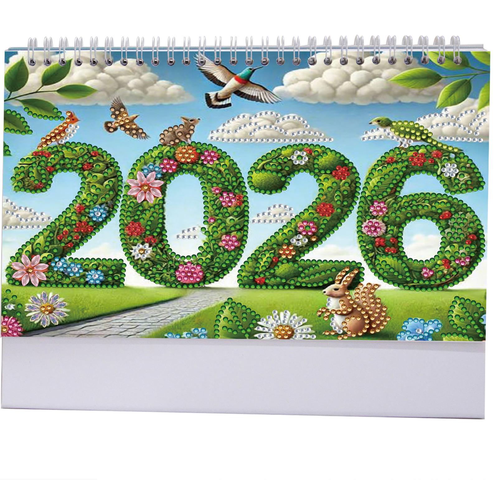 

2026 Calendar DIY Diamond Painting Art Kit Handmade Crafts Monthly Flip Desktop Calendar for Home Decor Office School Scheduling