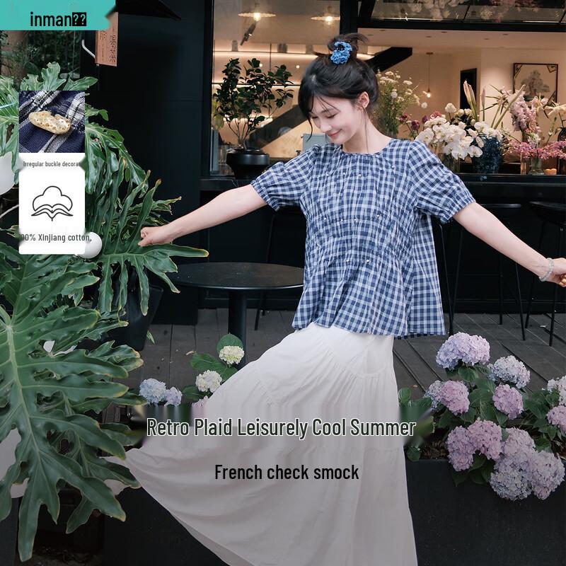 

Женская клетчатая рубашка INMAN с коротким рукавом S