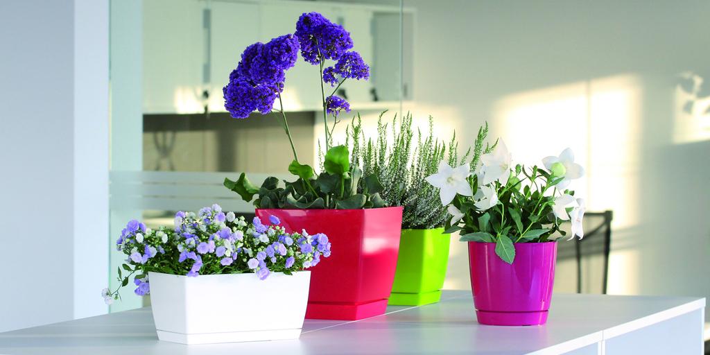 Coubi round flowerpot with saucer, white, 21x193cm