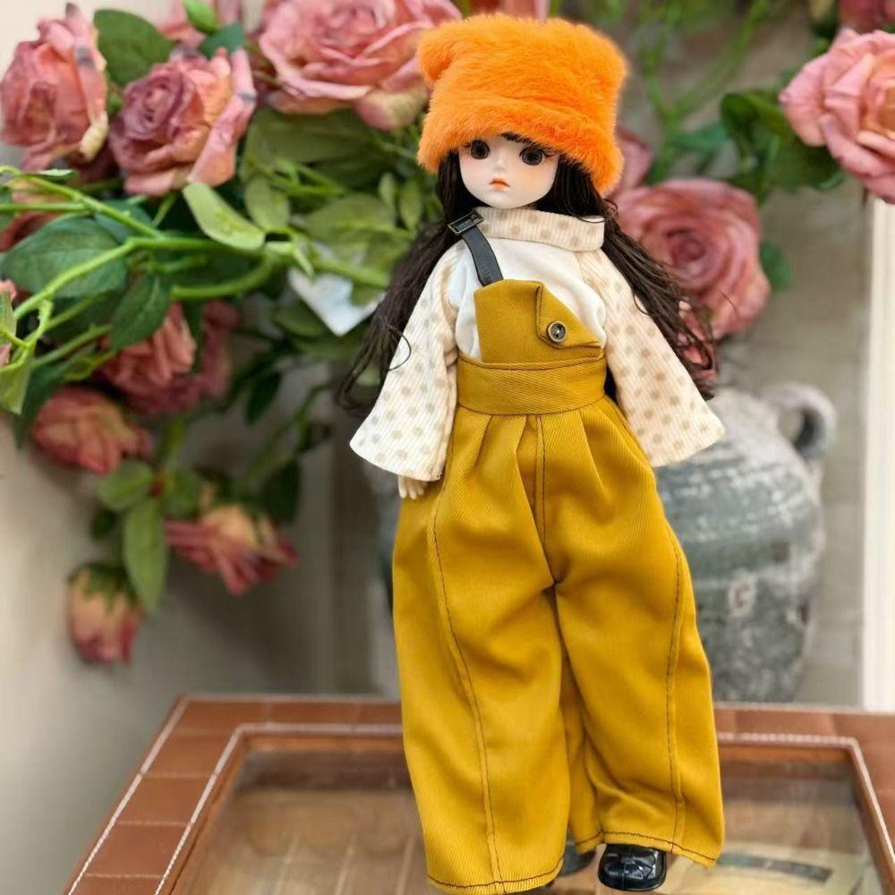 1 Set Long Hair 30cm Bjd Doll with Clothes Attractive Eyes Princess Makeup Ball Joint Doll Toddler
