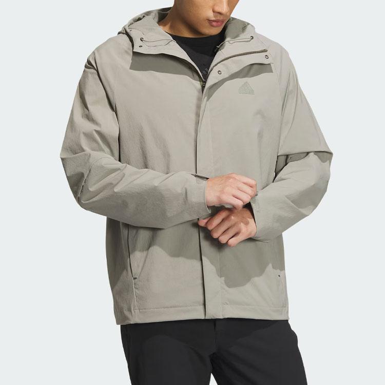 Adidas Mens Business Casual Fleece Parka, Thick Plush Hooded Jacket Men Outerwear Pebble-Silver-Gray IZ1591