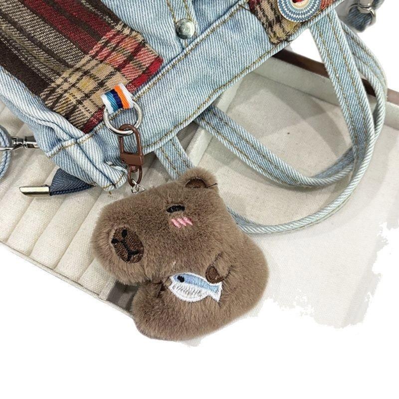 Lovely Capybaras Sturdy Plush Key Holder Accessory with Elegant Color Detachable Costume Pieces for Personalization