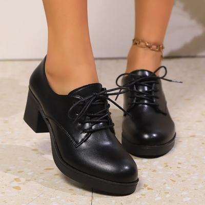 Moda Primavera Autunno Nuovo Sexy Punta Rotonda Banchetto Donna Tacchi Spessi Cinghie Tinta Unita Décolleté Quotidiane Eleganti e Confortevoli