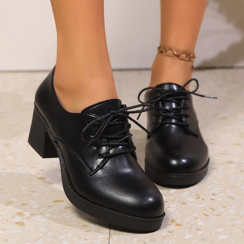 

Fashion Spring and Autumn Fashion New Sexy Round Toe Banquet Women s Thick Heels Solid Color Straps Daily Elegant and Comfortable Pumps 36 чёрный