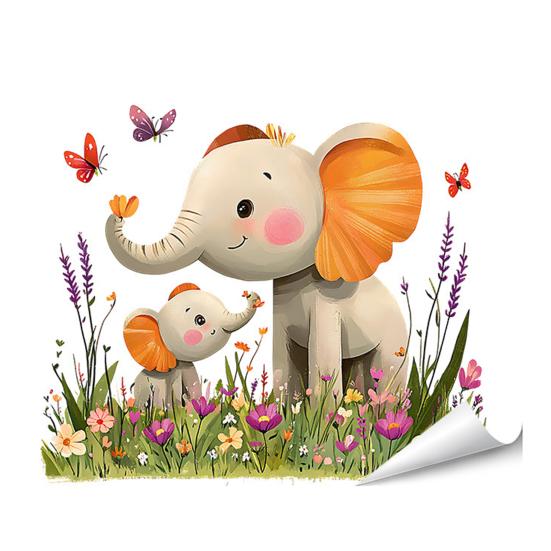 Cartoon Wall Stickers Cute Animals Wall Decal Elephant Bear Cat PVC Mural Art for Baby Nursery Kids Bedroom Playroom Classroom Wall