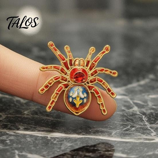 Simulated Spider Lapel Pins Gothic Brooch Pin, Colorful Rhinestones Decor, Retro Personalized Backpack Alloy Decorative Pin for Jackets And Backpacks