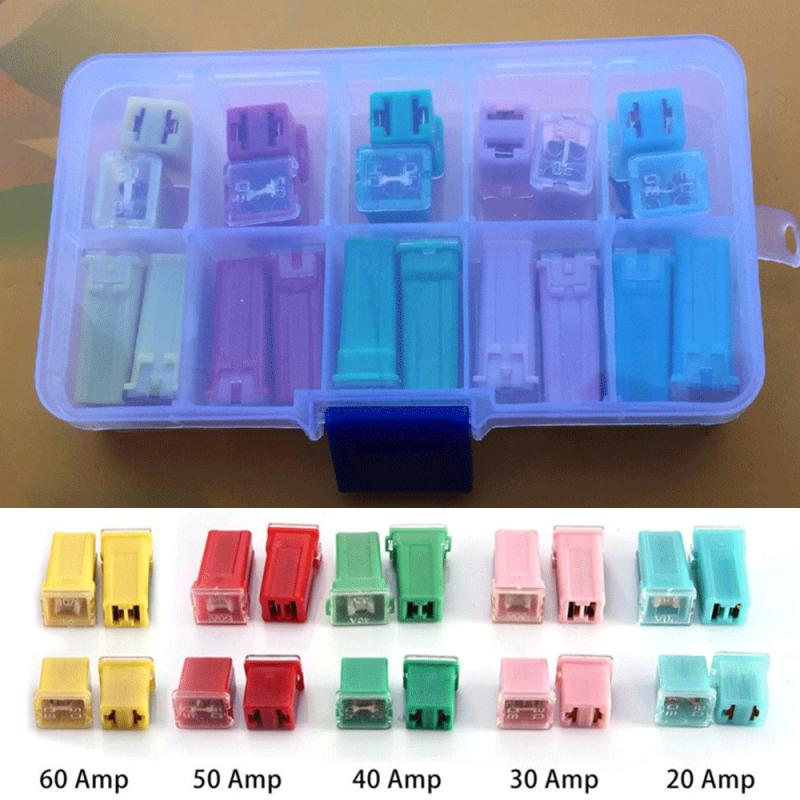 20Pcs Mini Car Square Fuse Dc 12-32V 20A 30A 40A 50A 60A Amp For Cars And Trucks Fuse Panels And Wiring Harnesses
