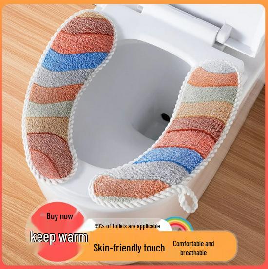 

New Arrival: Fleece-Lined Waterproof Toilet Seat Pad with Velcro - Universal Fit for All Seasons