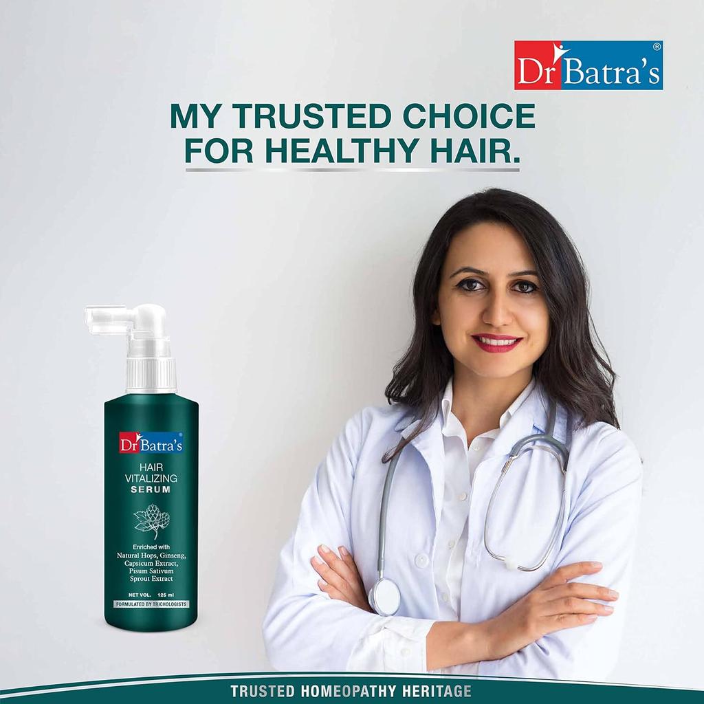 Dr Batra's Hair Vitalizing Serum 125ml X Pack of 2, Lightweight, Frizz Control, Radiant Healthy Scalp