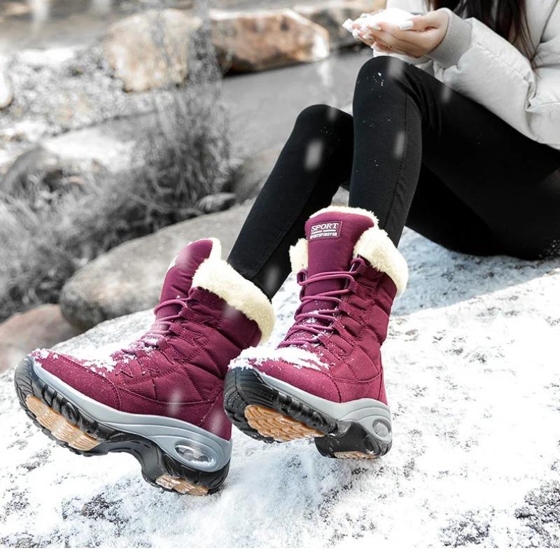 Winter Wanderschuhe Schuhe für Damen Plateau Fell Warm Schneestiefel Wasserdicht Slipper Damen Bequem Outdoor Knöchelstiefel Winter