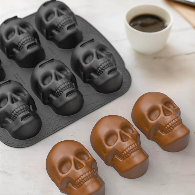 3D Totenkopf Backform für Halloween Totenkopf Kuchenform Lebensmittelqualität Silikon Backform DIY Schokoladenform Küchenhelfer