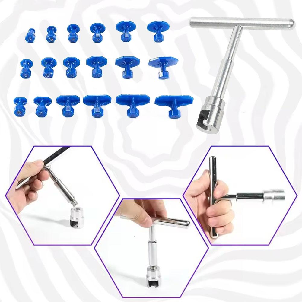 Werkzeuge zur lackfreien Dellenentfernung im Auto, Dellenabzieher für Blech, kurzer T-Dellenziehersatz, Saugnapf-Werkstattset für die Hagelschlagreparatur im Auto