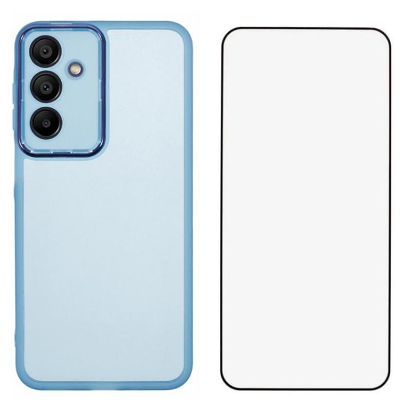 

WANLONFENG DKSM Series for Samsung Galaxy A16 5G/A16 4G TPU Case Electroplated Frame with Tempered Glass Transparent Blue