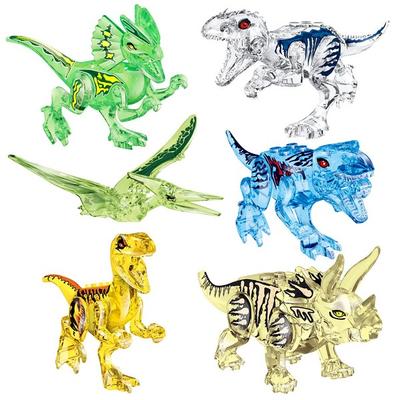 [Real Night-Lego Compatible-Dinosaur] D Set Transparent Dinosaur Block 6 Types of Tyrannosaurus Velocirotter, Etc.