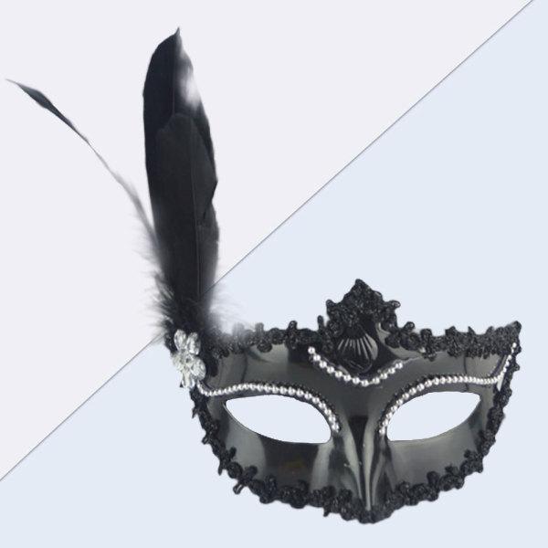 Ladies Womens Blue Face Mask with Veil and Feathers Fancy Dress Party Shows
