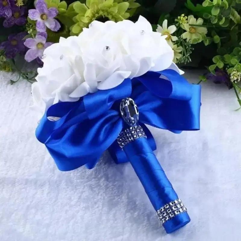New 18cm Crystal Roses Pearl Bridal Wedding Holding Flowers Valentine's Day Proposal Simulated Bouquet Photography Wholesale