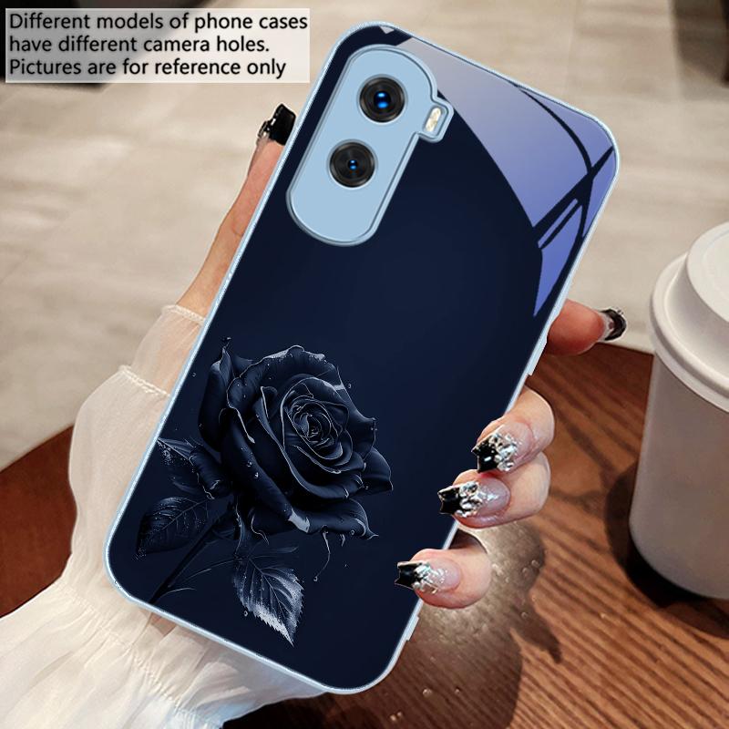 The Dark Golden Rose For Honor 200 90 8X 9X Pro Lite P50 P40 Nova 10 11i P60 Magic4 6 Mate 20 50 Tempered Glass Phone Case