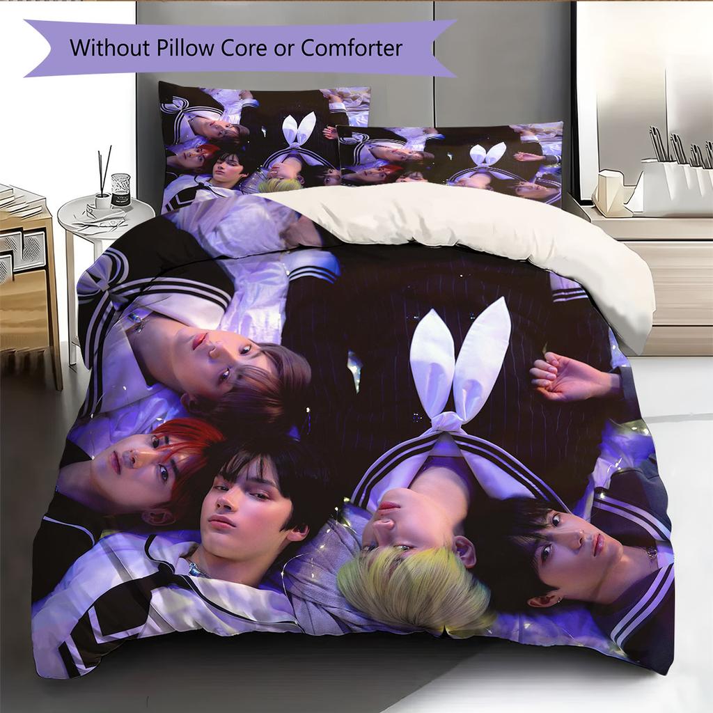 TXT Pattern Bedding Home Decoration Birthday Gift ( 1 duvet cover + 2 pillowcase, without core),fan merchandise.