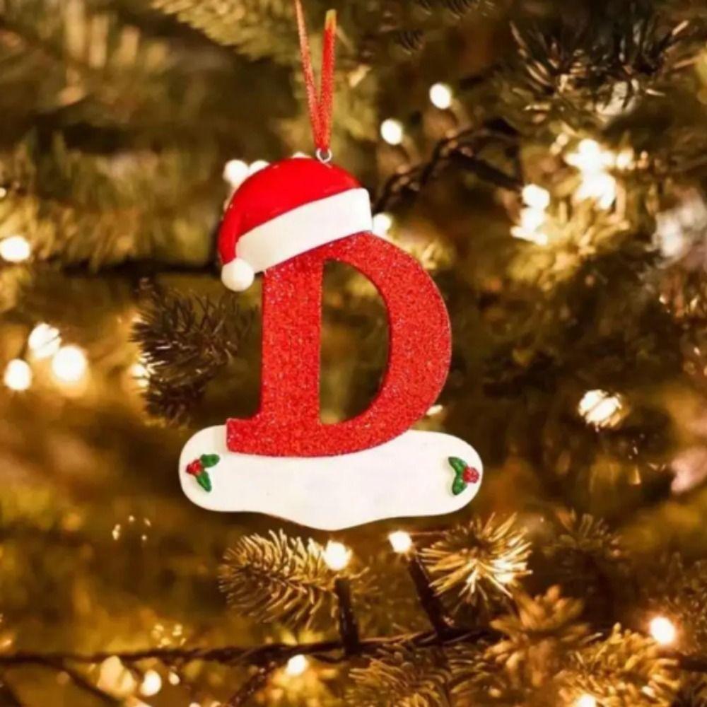 Decorative Christmas Tree Letter Pendant A-Z Xmas Tree Blessing Letter Pendant Christmas Party