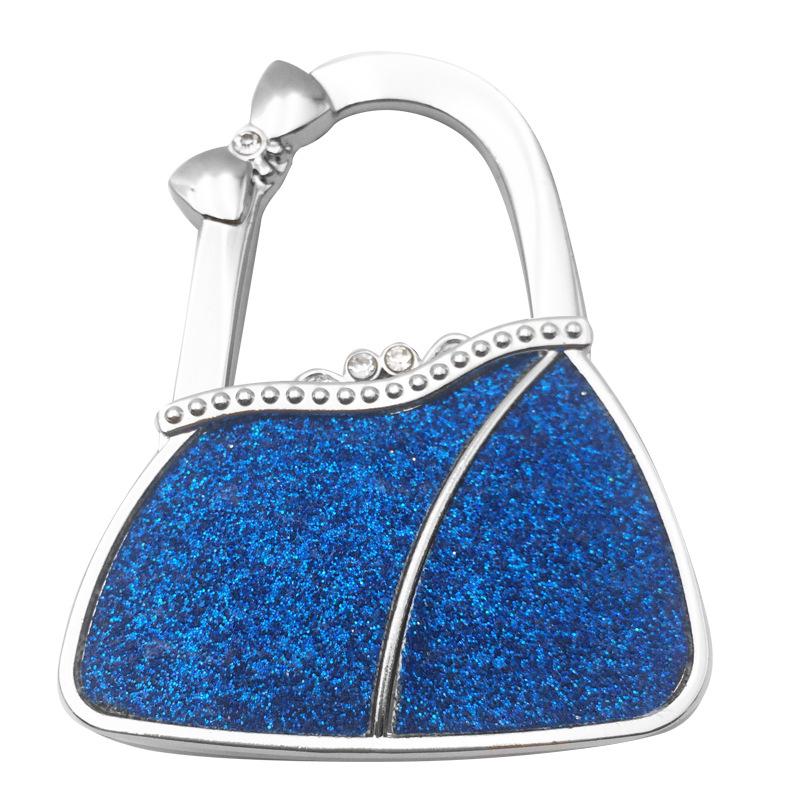 In Stock: New Style Dual-Diamond Folding Portable Metal Handbag Hook & Desktop Stand