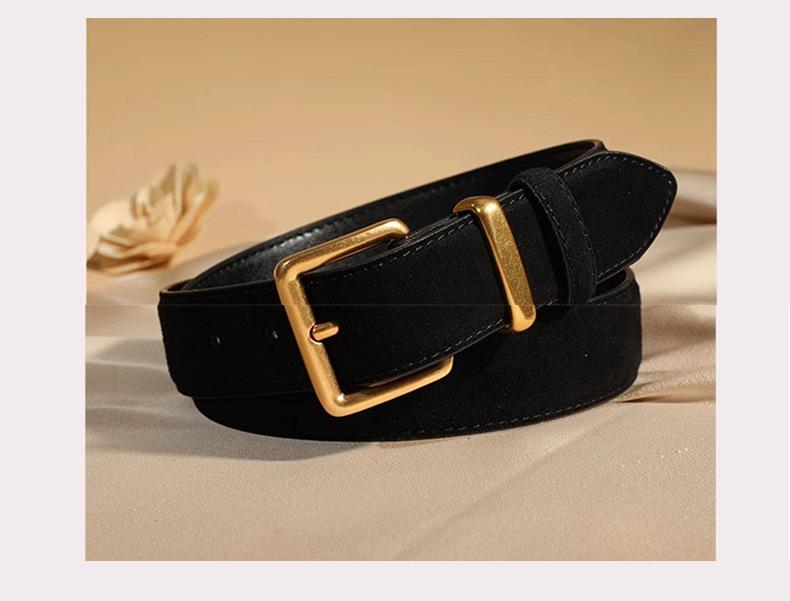 Women's Genuine Leather Cowhide Suede High-End Retro Wide Waist Cinch Belt for Jeans and Jackets