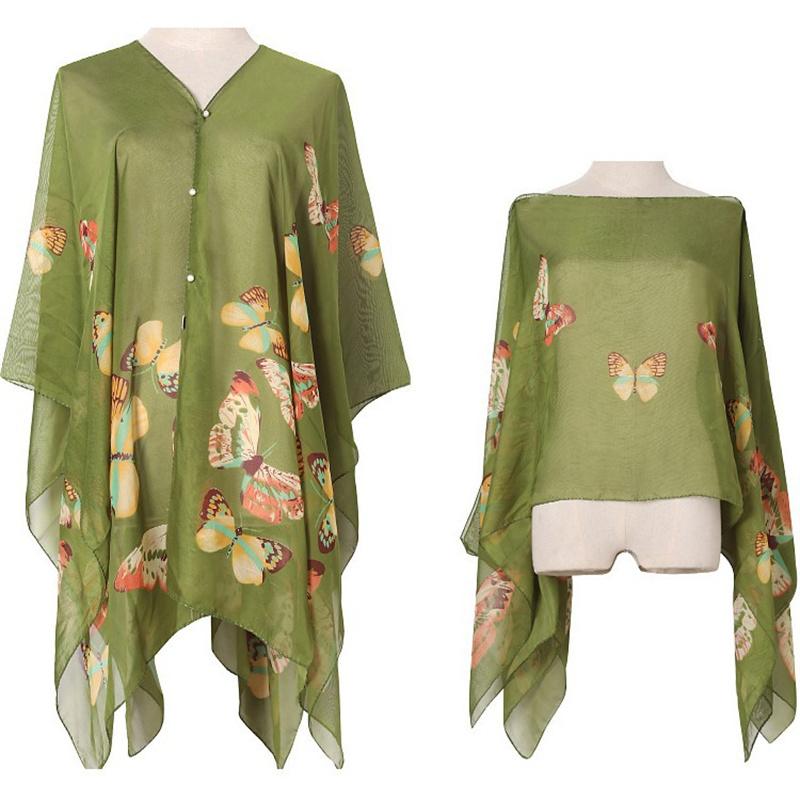 Summer Chiffon Beach Cover Up Sun Protection Shawl Dress Bikini Cover-up Women Swimsuit Sarong Swimwear Sunscreen Beachwear