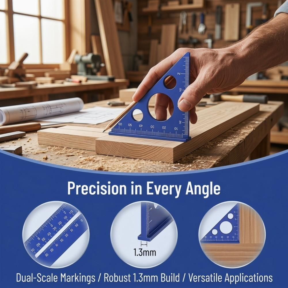 Heavy-Duty Woodworking Triangle Ruler Aluminum Zinc Zinc Alloy Height Measuring Ruler Carpenter's Square