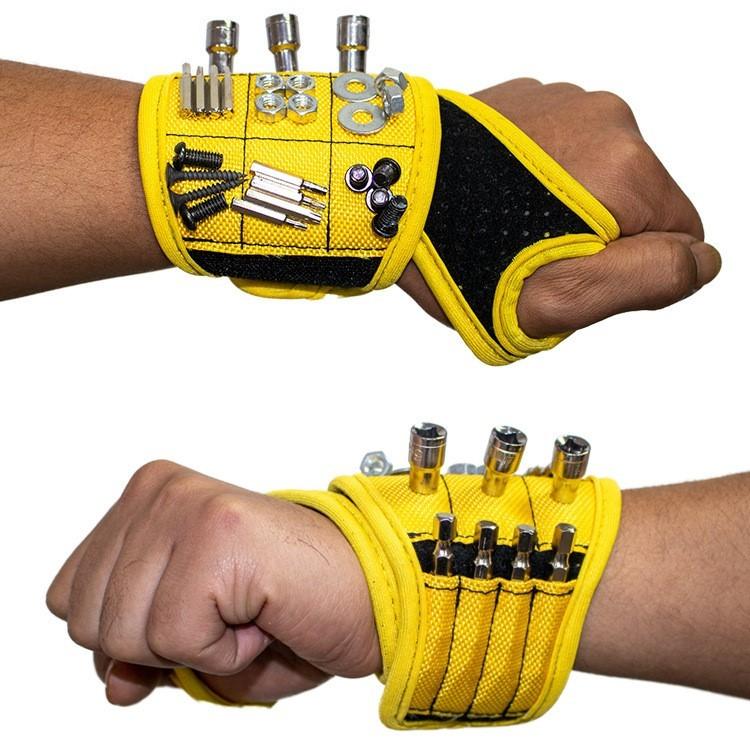 Magnetic Wristband with Strong Magnets Holds Nails 9 Magnetic Tools Magnetic Wrist Strap Adjustable Screw Suction Convenient Bag