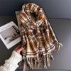 Autumn And Winter Premium Plaid Scarf Women'S Shawl Versatile Commuter Circle Yarn Tassel Imitation Cashmere Scarf