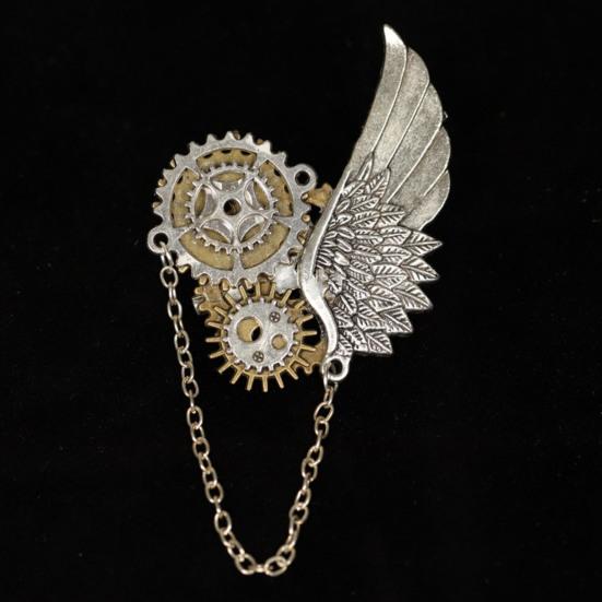 Yousheng Vintage Steampunk Brooch Retro Punk Gears And Wing Brooch Pin Lapel Pin Dress Shirt Corsage for Women Men Outfit Accessory