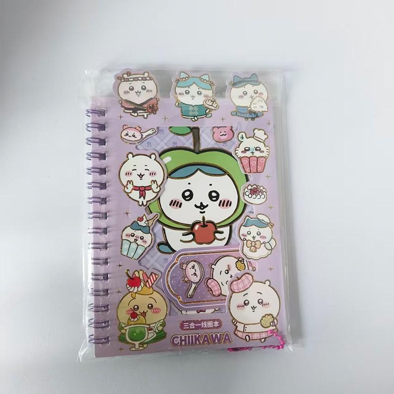 Chiikawa Sticker Notebook, Chiikawa Children's DIY Multi functional Notebook, Student Handbook, Account Coil Notebook