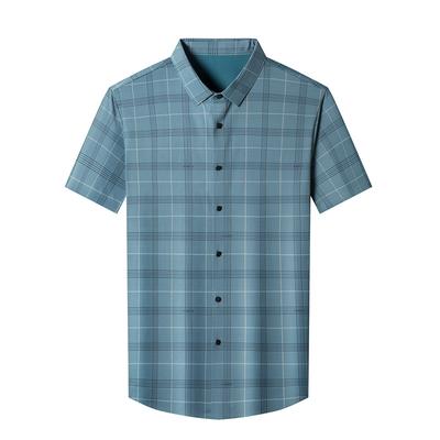 Short-Sleeved Shirt Men's Summer New Business Casual Men's Slim Plaid Shirt