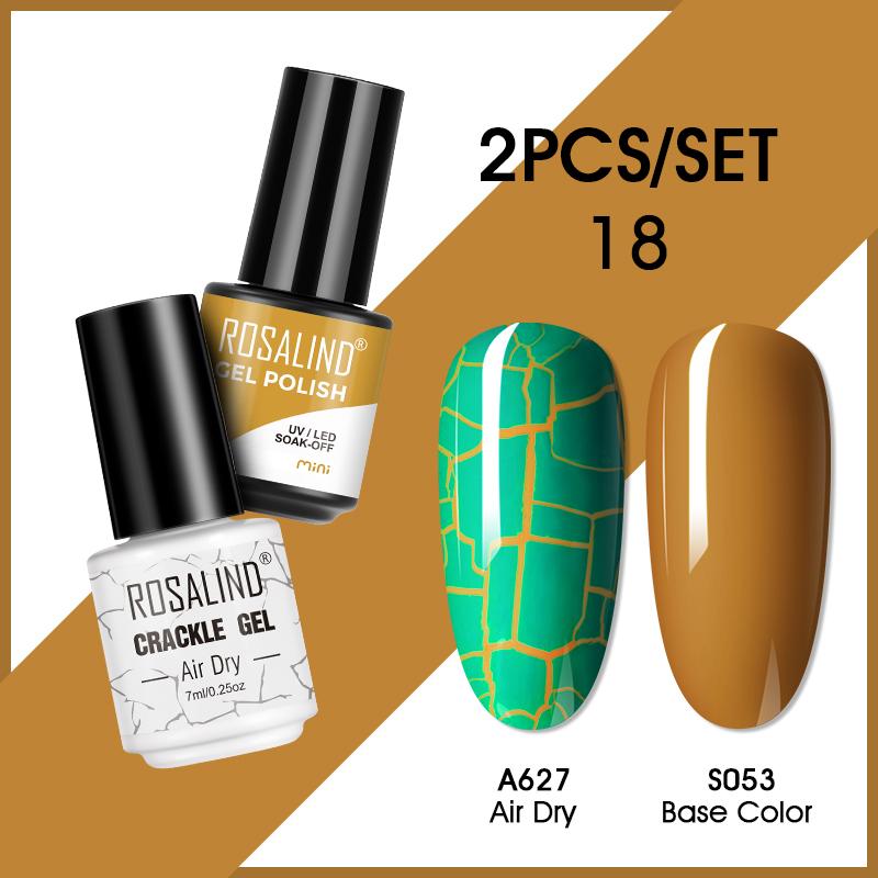 ROSALIND Cracked Gel Nail and Polish Nail Gel Kit Nail Varnish Hybrid Crackle Manicure Art UV Gel Semi Permanent 2PCS