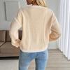 Casual Knitted Cardigan 2025 Autumn New Contrast Color Sweater Jacket for Women