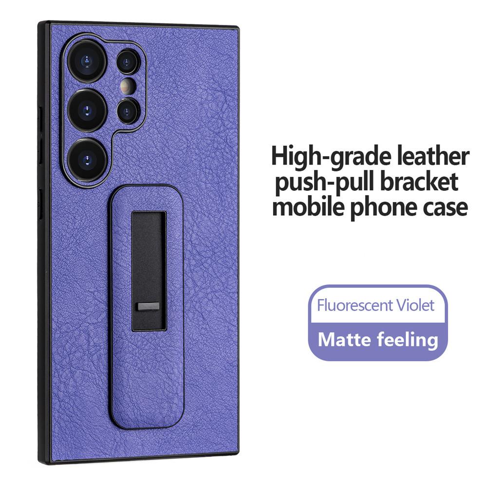 Push Pull Holder Case For Samsung S24 Ultra S23 Ultra S22 S21 Plus Leather Cover For Galaxy S24 Plus Matte Feeling Bracket Cover