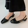 Fashion Square Toe Women Heeled Sandals Summer Woman Slippers Slingback 2025 Trend Dress Shallow Loafers Casual Soft Leather Sandalias