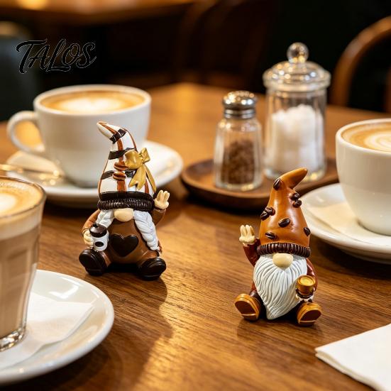 Whimsical Desk Ornaments Mini Resin Coffee Gnome Ornaments, Sitting Bean Goblin Figurines, Cute Statue for Shop Kitchen Shelf Tabletop Decorations