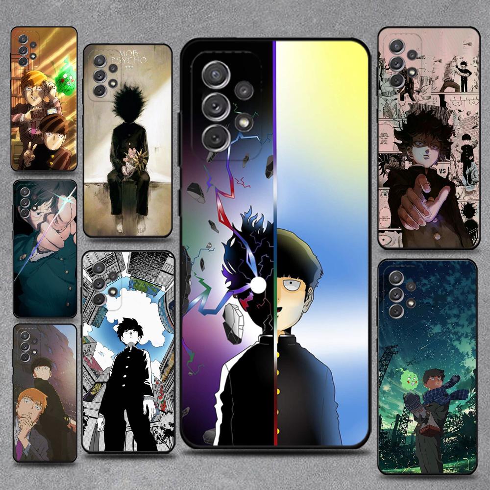 Mob Psycho 100 Cartoon Phone Case For Samsung S25,S24,S21,S22,S23,S30,Ultra,S20,Plus,Fe,Lite,Note,10,9,5G Black Cover