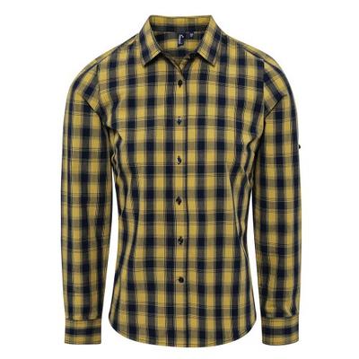 Premier Womens/Ladies Mulligan Checked Cotton Long-Sleeved Shirt