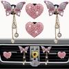Pink Heart & Butterfly Pandent Air Vent Clips, 4 Pcs Bling Heart Air Fresheners Vents Clips Diamond Car Interior Decor Bling Cute Car Accessories +