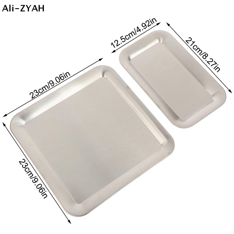 Luxury Square Rectangular Stainless Steel Serving Tray Cafe Cake Dessert Plate Storage Trays Home Kitchen Storage Table Dish